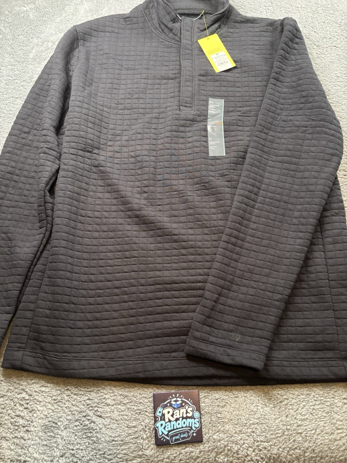 All in Motion Men's Quilted 1/4 Zip Pullover Mock Neck Black Size M gallery