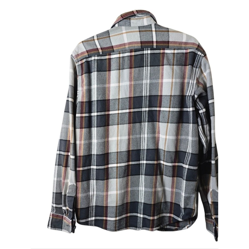 Lands’ End Flannel Shirt Men M Charcoal Plaid Traditional Fit Cotton Button Down gallery