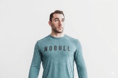 NWT NOBULL Men’s Long Sleeve Heathered Tee – Medium – Deep Teal Green Blue