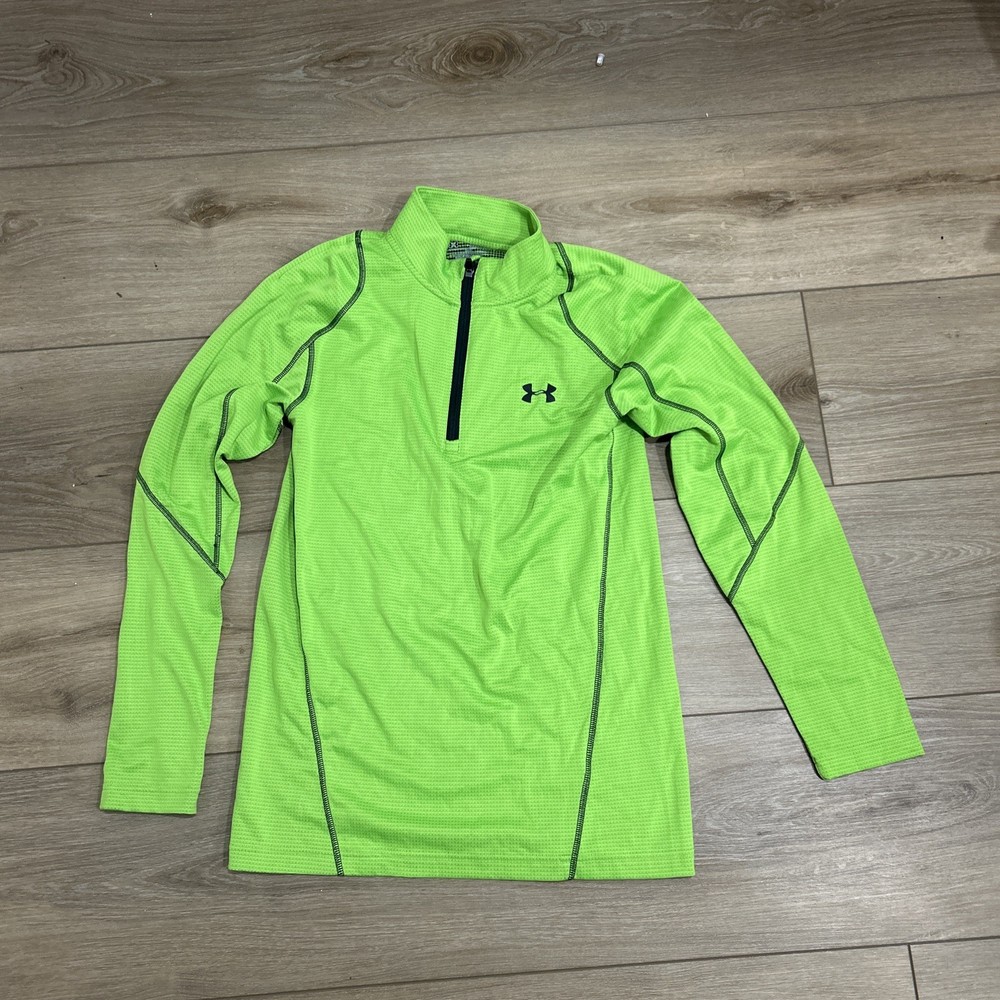 UNDER ARMOUR MEN'S 1/4 ZIP GREEN COLDGEAR INFRARED GRID 1248937 326 Size Medium