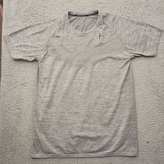 Three Nails Seamless Tee Shirt Mens Medium Gray Athletic Training Vented Stretch