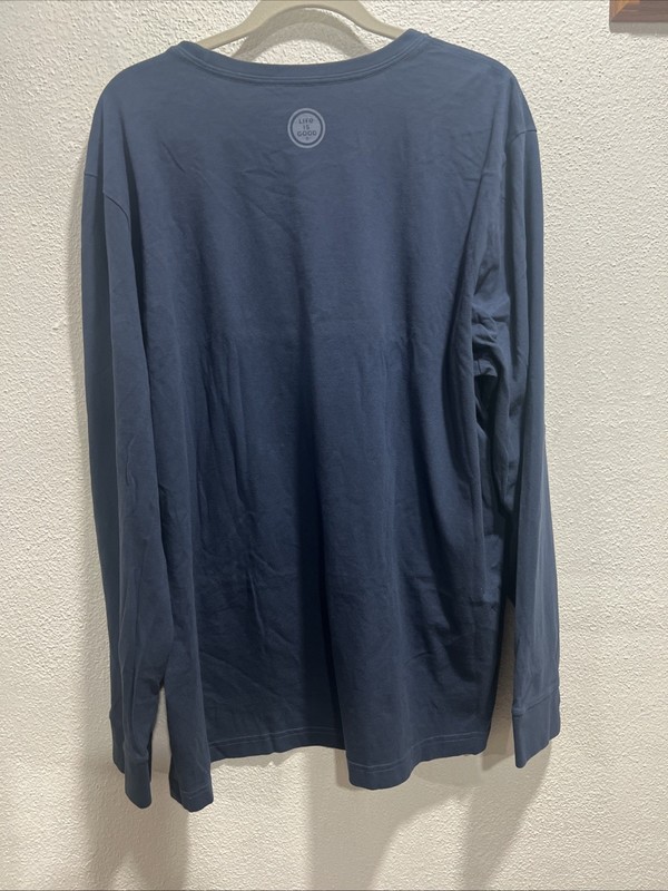 Life is Good Long Sleeve Sports Mens Night Out TShirt Blue Sz X Large Cool Tee gallery