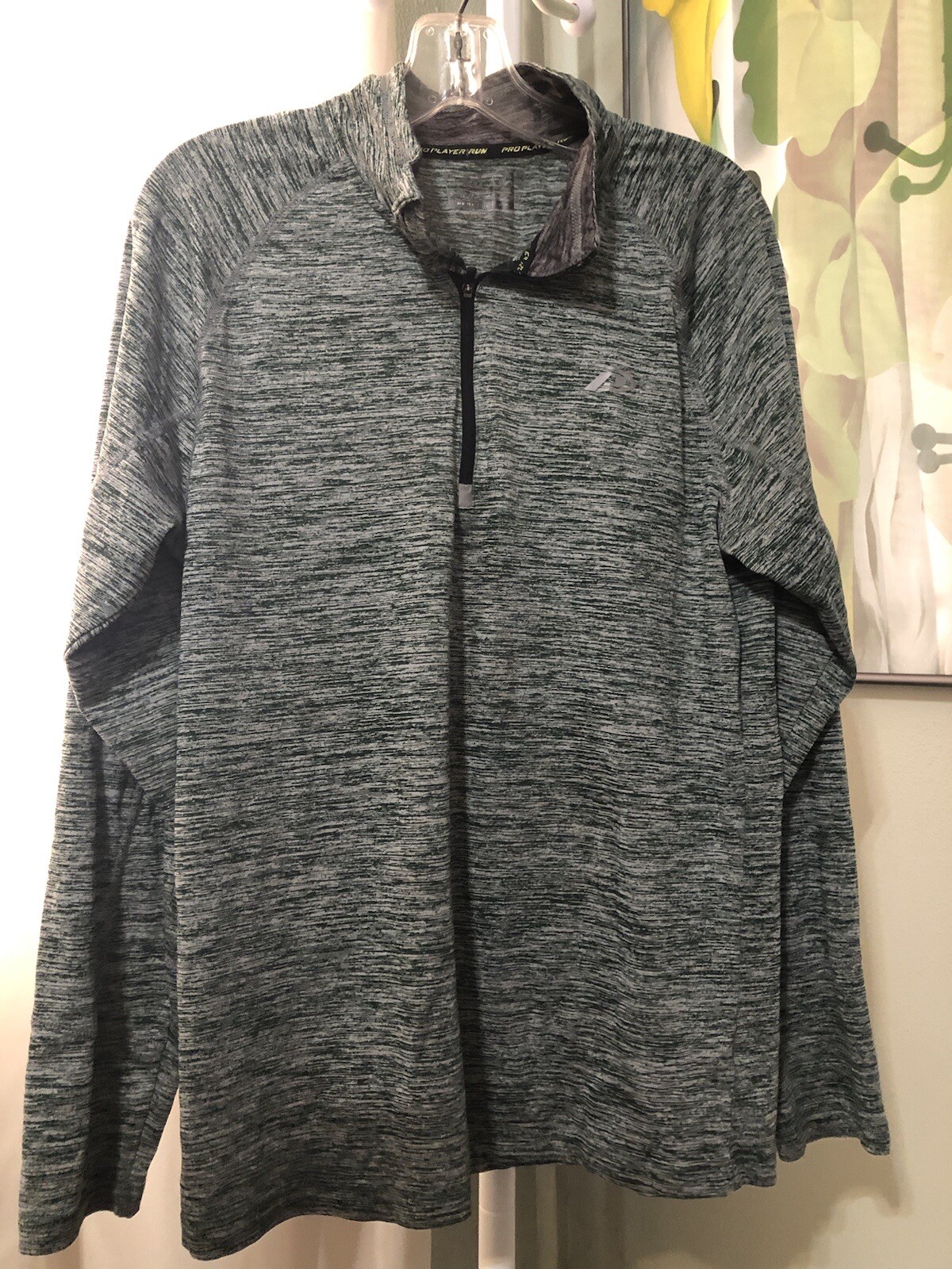 Pro Player Run Perform-Dri Long Sleeve Half Zip Shirt Green Gray Small gallery