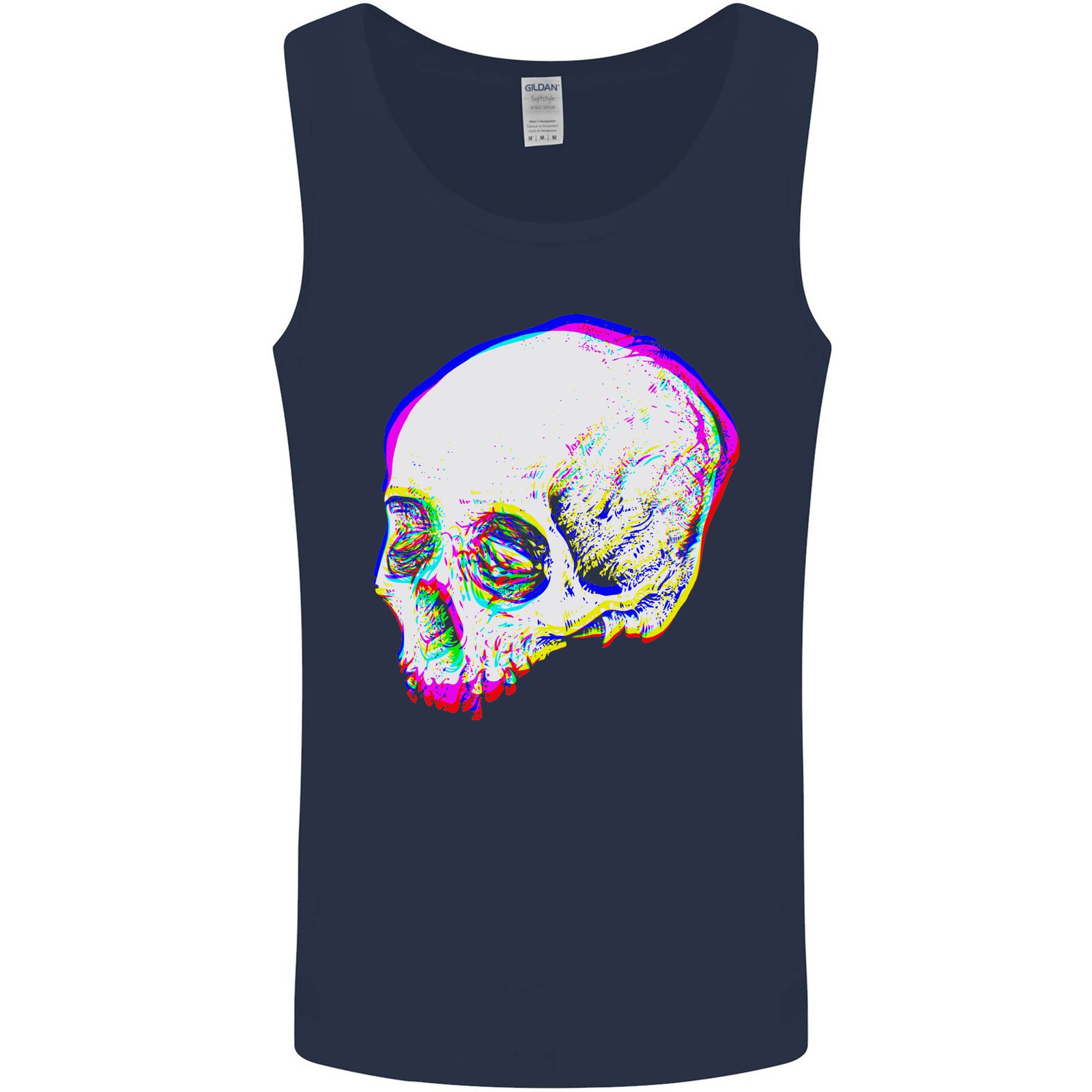 Glitch Skull Gothic Biker Heavy Metal Rock Mens Vest Tank Top gallery