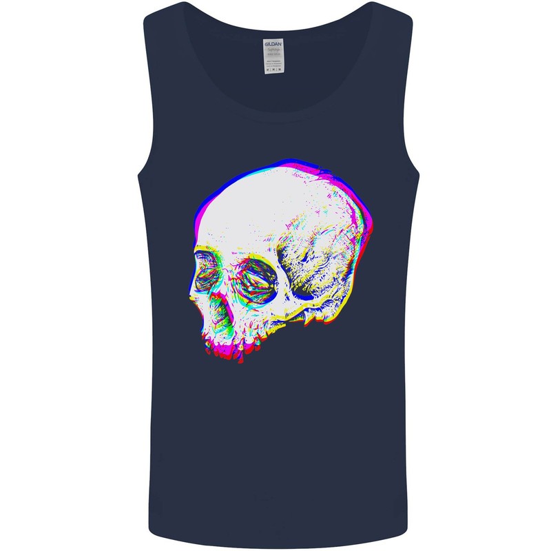 Glitch Skull Gothic Biker Heavy Metal Rock Mens Vest Tank Top gallery