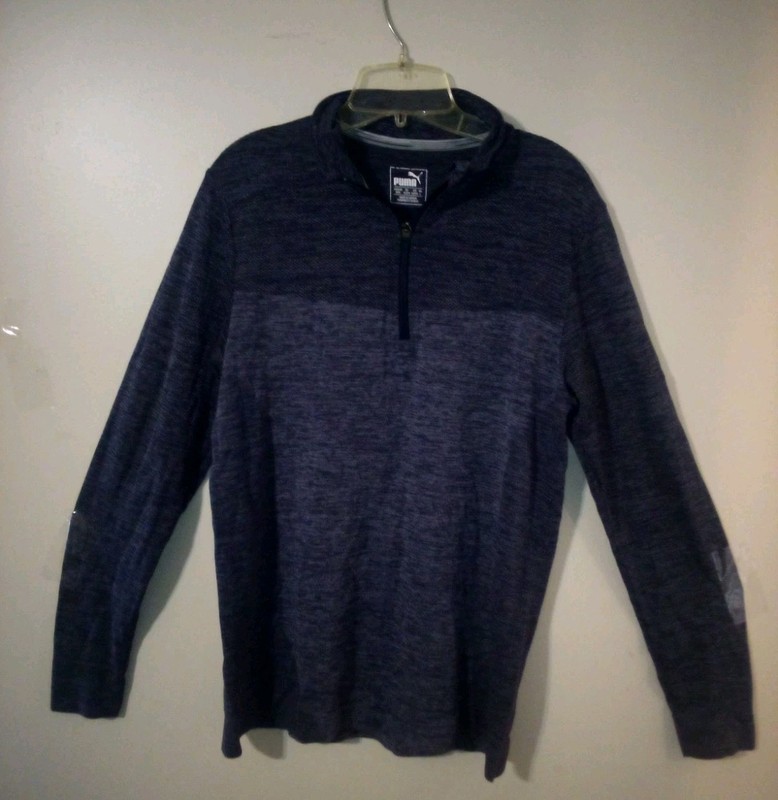 Puma Pullover Mens Medium Dark Blue 1/4 Zip,Long Sleeve Polyester , Lightweight gallery