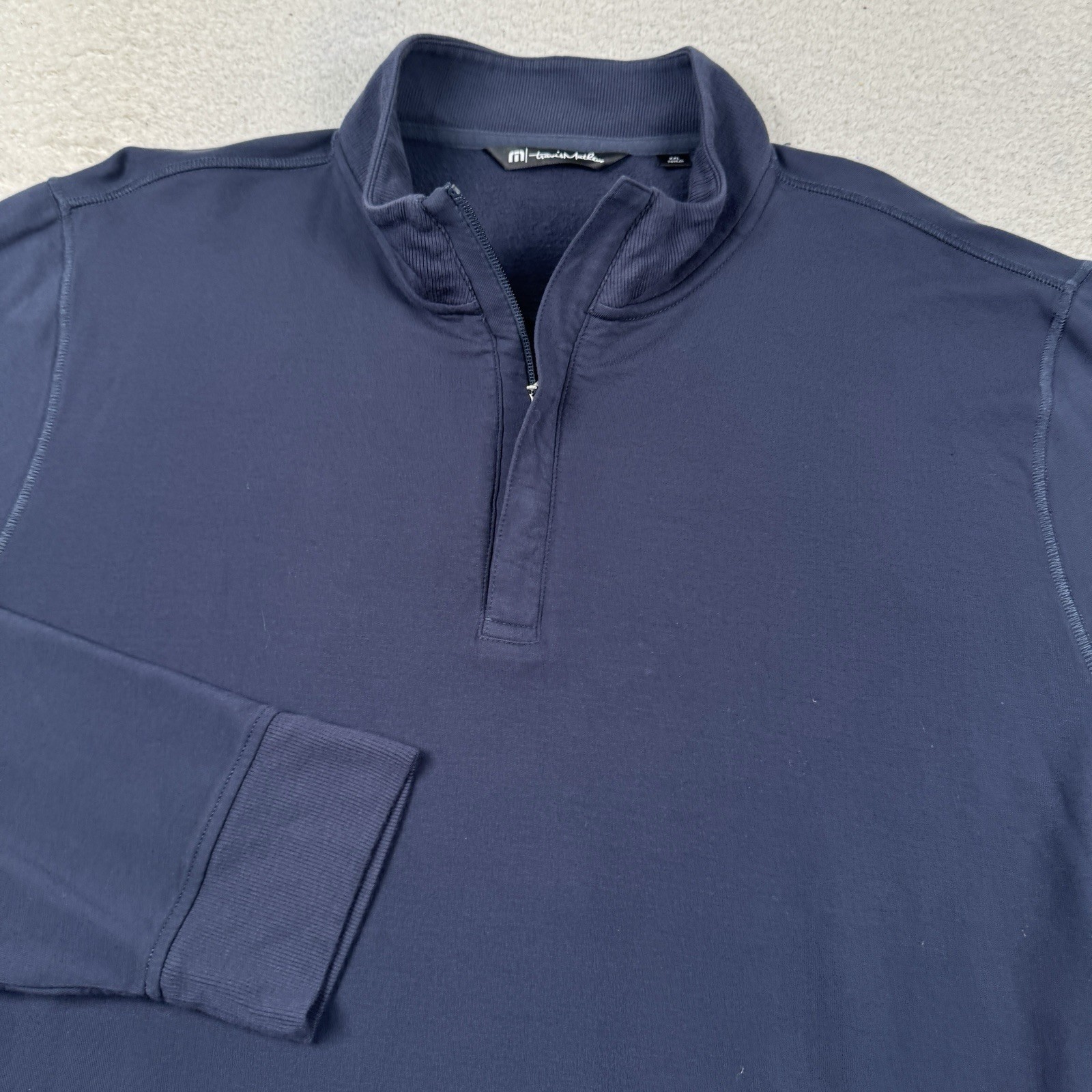 Travis Mathew Newport 1/4 Zip Pullover Men's 2XL Blue Long Sleeve Fleece gallery