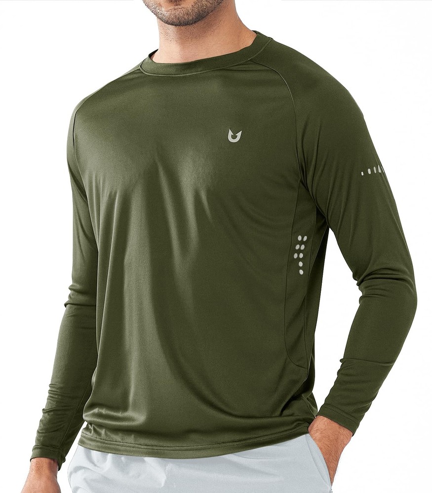 Men's Sun Protection Shirts UPF 50+ Long Sleeve Swim Rash Guard Shirt Running...