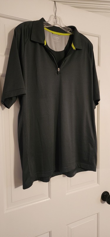 Chaps Mens Golf Quarter Zip Polo Short Sleeve Shirt Gray Size Large gallery