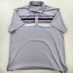 TravisMathew XXL Pique Polo Shirt Lavender Chest Stripe Golf Performance