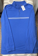 Peter Millar Crown Sport 1/4 Zip Blue with White Stripe Pullover. XXL