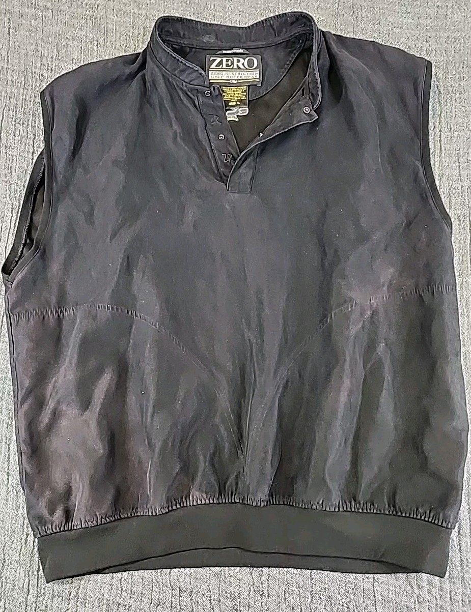 Zero Restriction Golf Outerwear Microsuede Vest Mens XL Black 1/4 Snap READ gallery