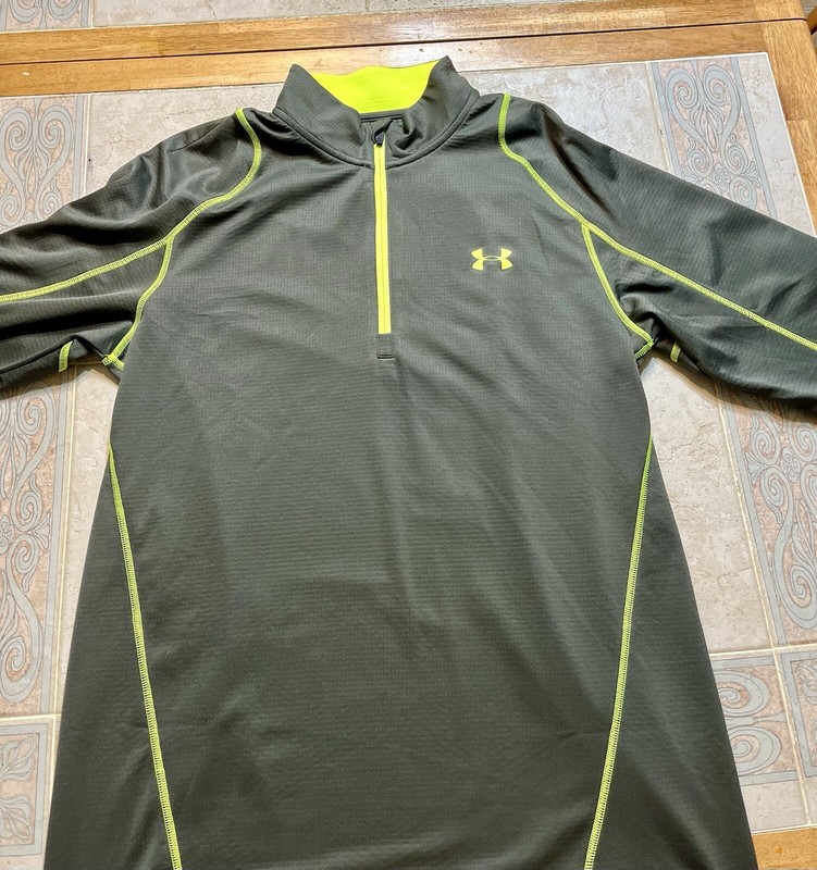 Under Armour 1/4 Zip Fitted Running Run Coldgear Pullover Neon/ Grey Teen’s XL gallery