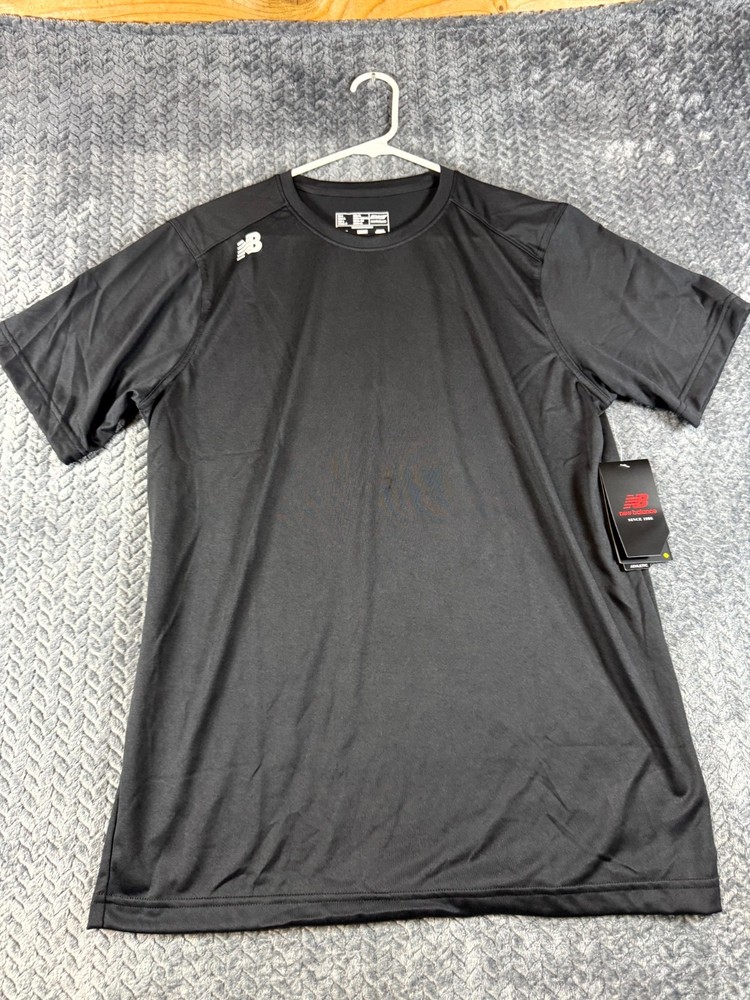New Balance NB Dry T Shirt Mens L Black Crew Neck Running Performance Tech Tee