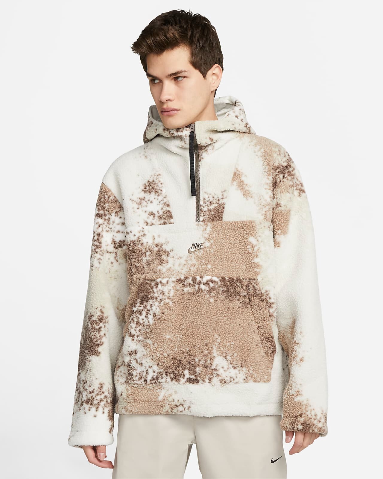 Nike SPORT ESSENTIALS+ HALF ZIP Fleece Hoodie FAUX FUR sweat shirt Jacket Mens M gallery