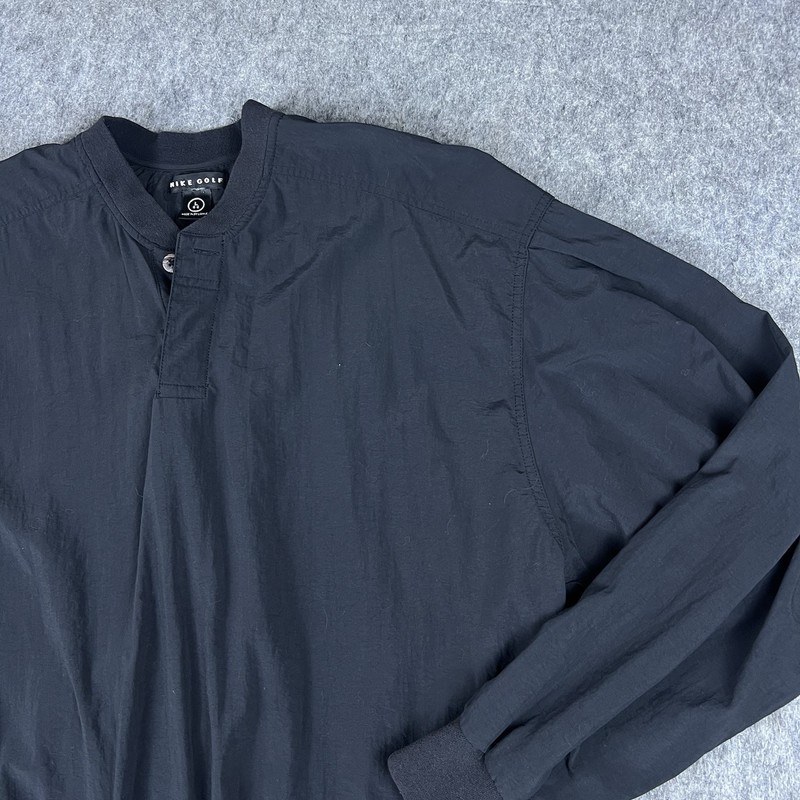 Vtg Nike Golf Men's Quarter Button Pullover Windbreaker Black 100% Nylon Size L gallery