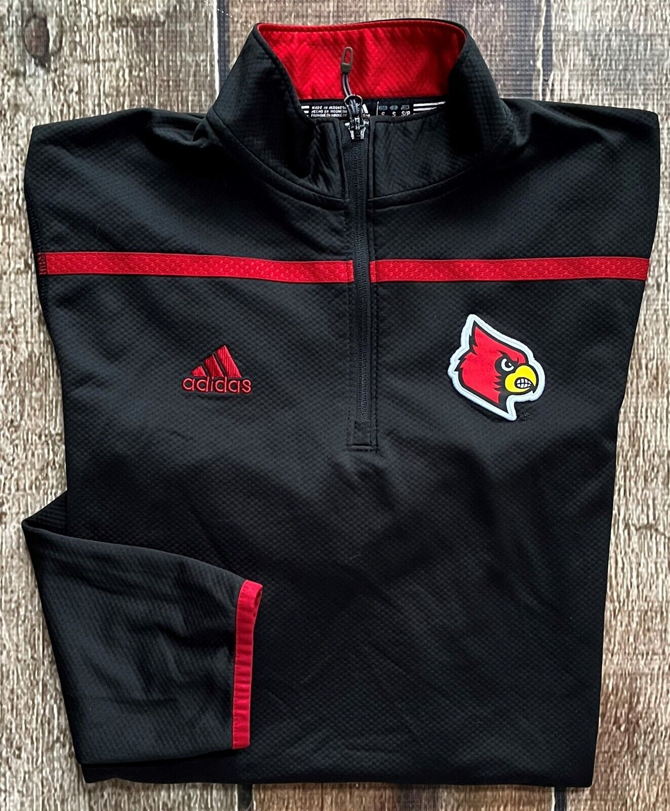 ADIDAS CLIMALITE 1/4 ZIP ACTIVE SWEATER LOUISVILLE CARDINALS MENS SMALL EUC gallery