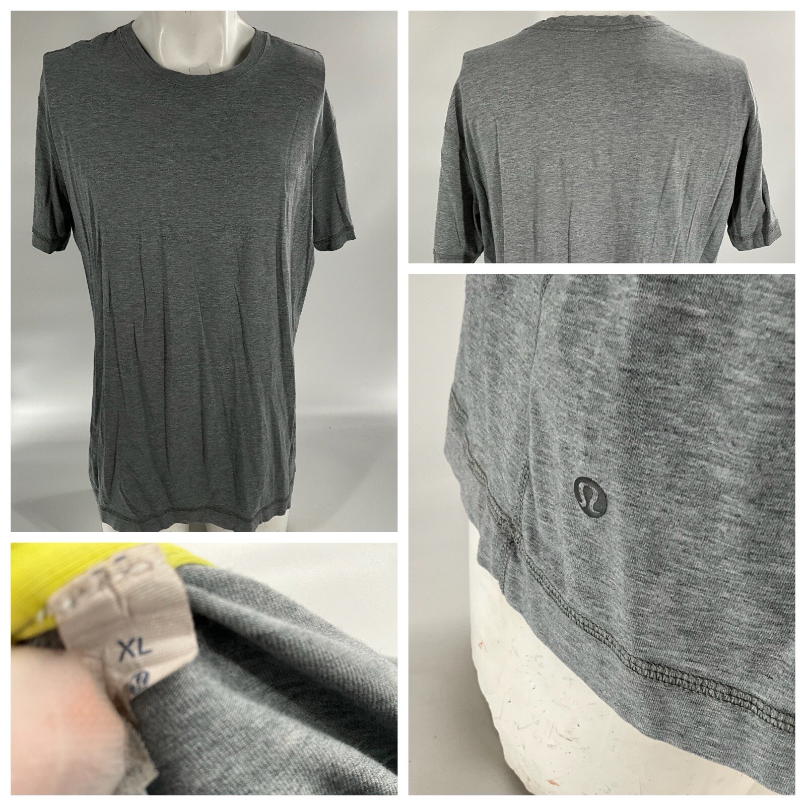 Lululemon Athletic T-Shirt Men’s XL Gray Cotton Poly Crew Short Sleeve YGI B4-35 gallery