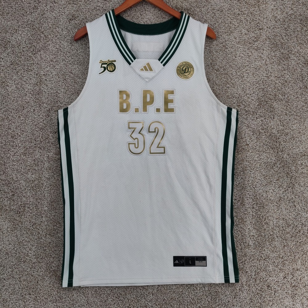 Adidas Drew League Jersey Mens Large White Gold South Central LA Rare 2023 50th
