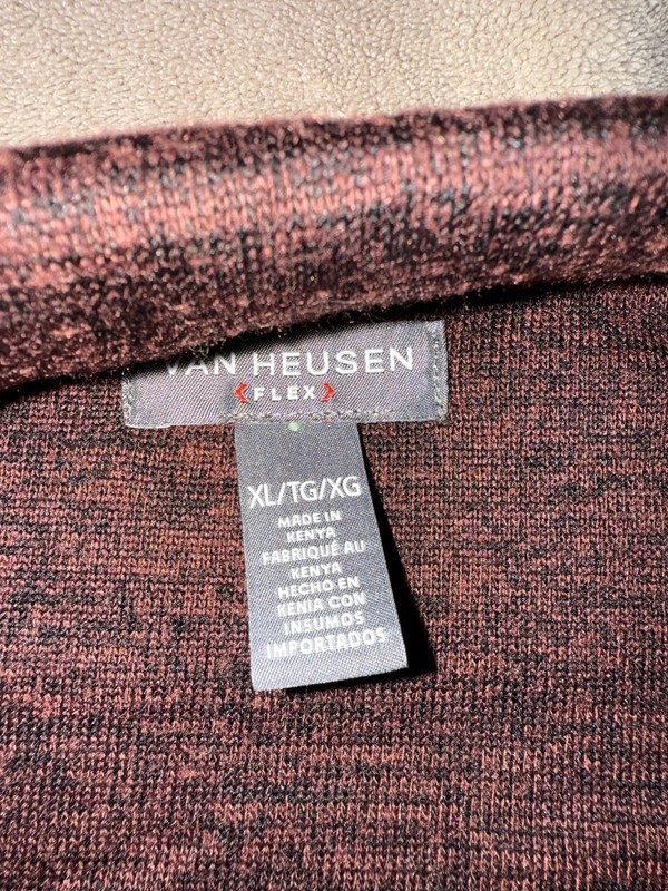Van Heusen Men's Flex Polo Size XL Pull Over Classic Button Dark Red Burgundy gallery