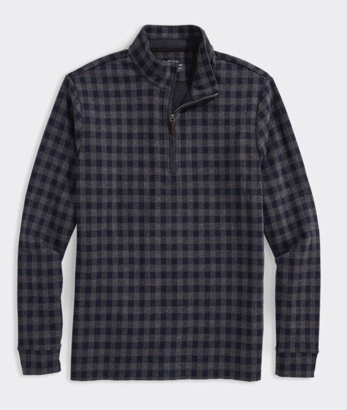 Vineyard Vines Golf Pullover Buffalo Bluffs Mini Checks 1/4 Zip XXL Gray $148 gallery