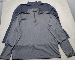 Lot of 2 Real Essentials Activewear Shirt Mens Large Multi Stretch Quarter Zip
