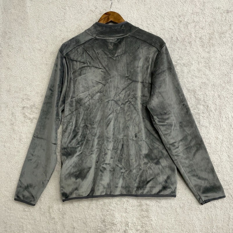 NEW Spyder Men's M Gray Quarter-Zip Fleece Pullover Ribbed Sweatshirt gallery
