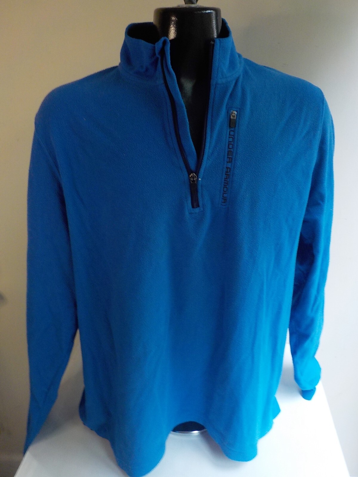 UNDER ARMOUR Mens LS 1/4 Zip Pullover Fleece Blue Polyester SZ 2XL gallery