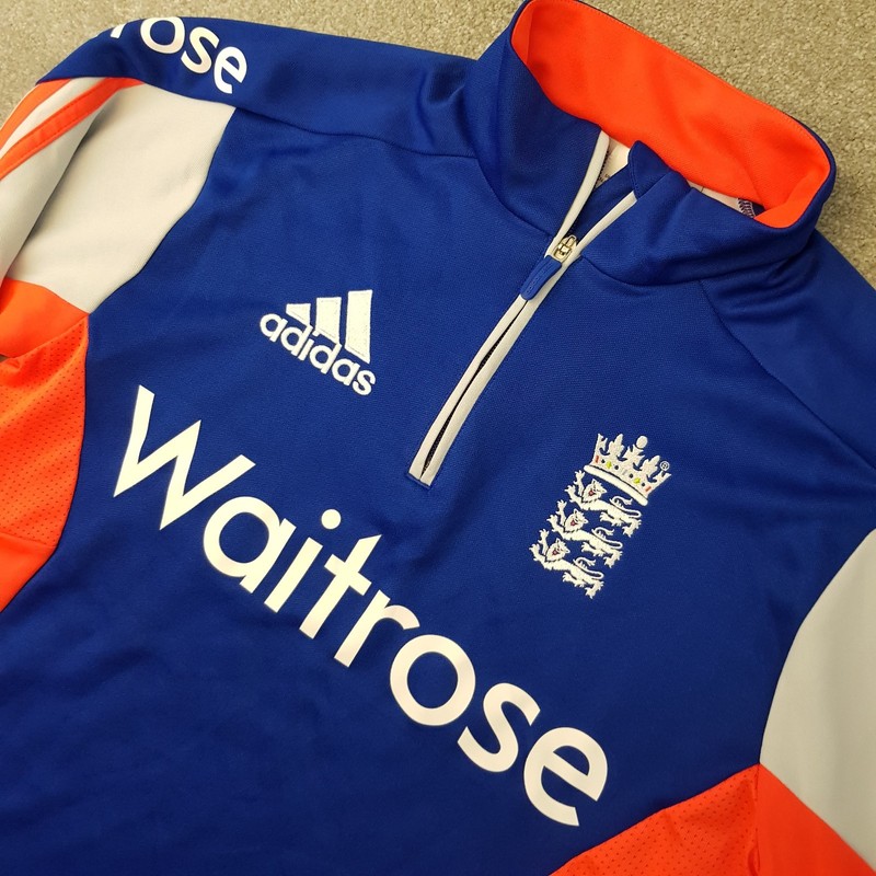 Adidas England Cricket Mens 1/4 Zip Top Small Blue Training Drill ECB Track gallery