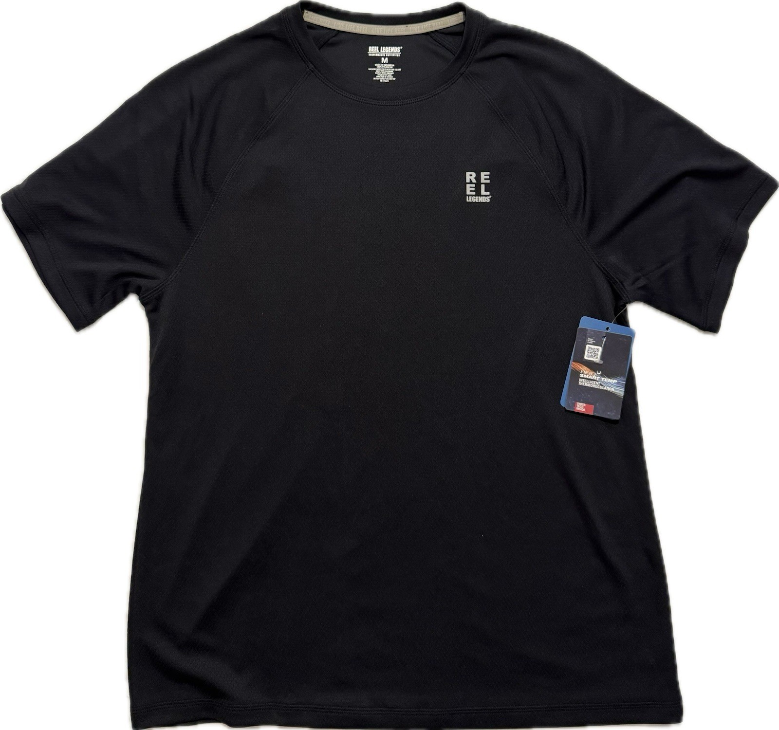 Reel Legends Men’s Heiq Smart Temp Anthracite Black Logo Banner Shirt Sz M NWT gallery