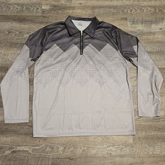 Designed Gray 1/4 Zip Long Sleeve 100% Polyester Pullover Casual Shirt Size 2XL