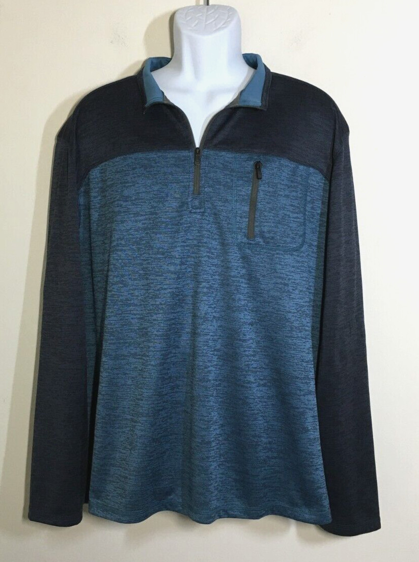 Van Heusen 1/4 Zip Pullover XL Blue Charcoal Classic Fit Performance Chest 51" gallery