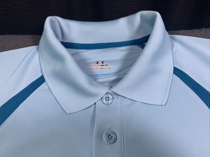Under Armour Mens Blue Aqua Large Polo Golf Shirt gallery