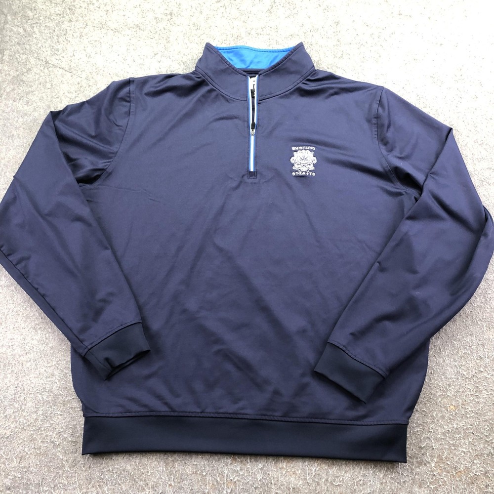 FootJoy Pullover Mens Large Blue 1/4 Zip Long Sleeve Golf Top Whistling Straits