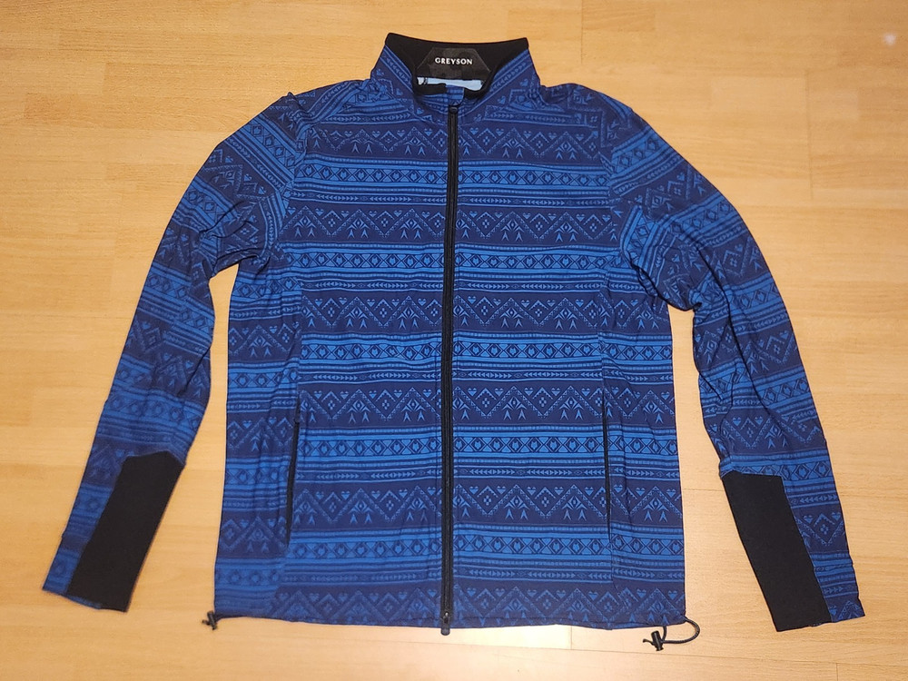 Men's Greyson Full Zip Jacket Sweater Golf Wolf Aztec Blue Performance Size XL