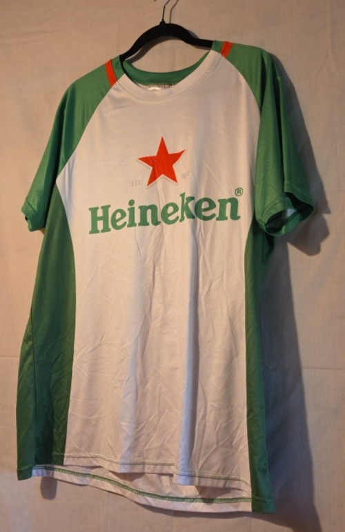 Heineken 18 Men's Large Short Sleeve Pullover Shirt - Green/White/Red gallery