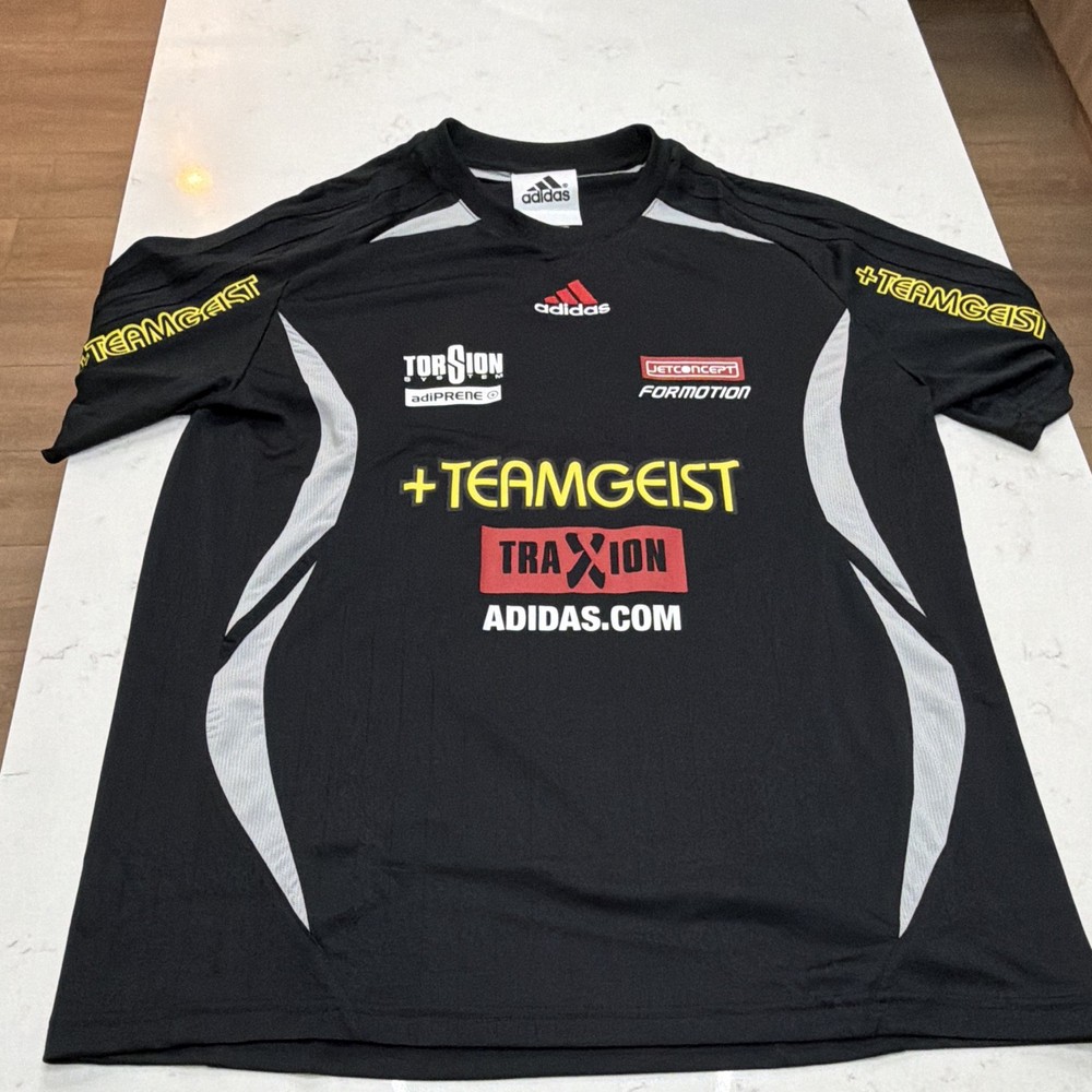 adidas Teamgeist Traxxion Racing #3 Men's S Black Short Sleeve Jersey Tee
