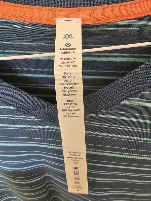 NWT Lululemon Mens XXL 5 YEAR BASIC V Neck Tee Shirt CTUS BLUE Stripes teal gallery