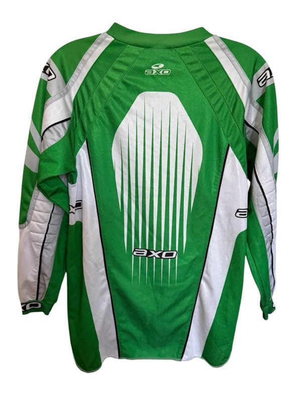 AXO Team Issue Motocross Jersey Green White Long Sleeve Racing MX Sz. Large Read gallery