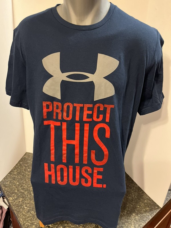 Under Armour Protect This House Men's T-Shirt Blue Cotton Polyester Medium gallery