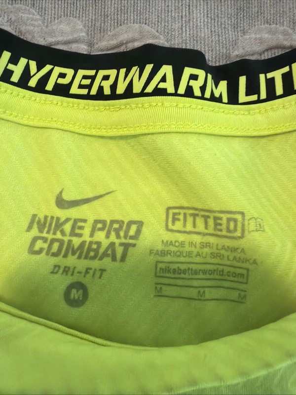 Nike Hyper warm lite M fitted neon yellow long sleeve pro combat shirt gallery