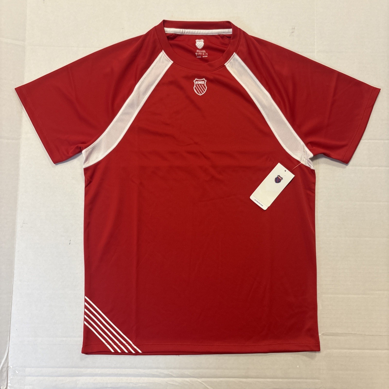 K-Swiss Shirt Men’s Xtra Small White Red Tennis Atheltic Sport New With Tags Nos gallery