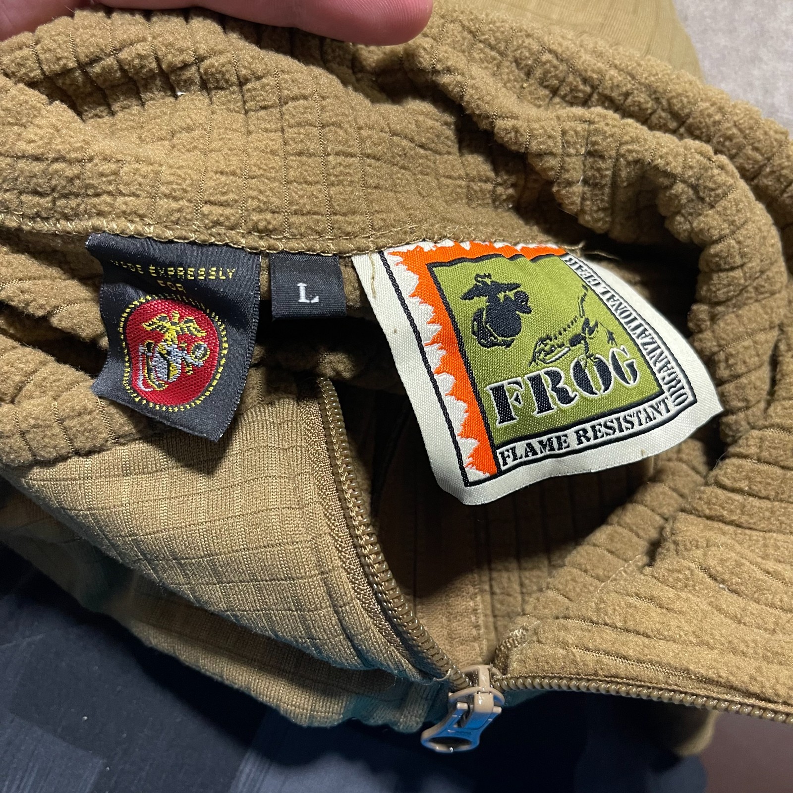 USMC FROG Pullover Mens Size Large Polartec Full Zip Grid Fleece Thermal Marines gallery