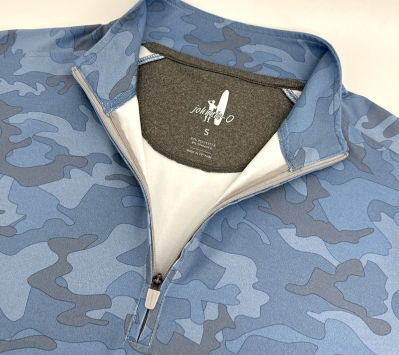 Johnnie-O Mens 1/4 Zip Pullover Small Blue Camo Golf Performance gallery