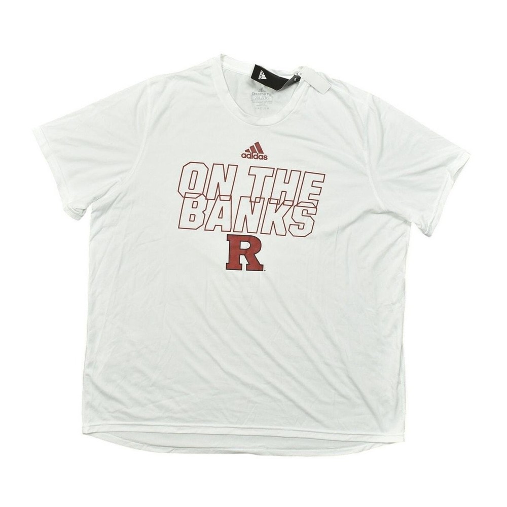 Adidas Men's 2XL White T-Shirt Polyester Rutgers On the Bank Creator Tee