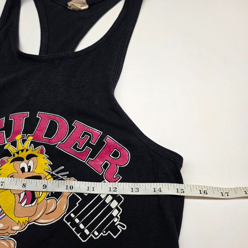 Rare VTG Wider Gym Muscle Tank Top Shirt Men 15"X26" Distress Lion Weights 90s gallery