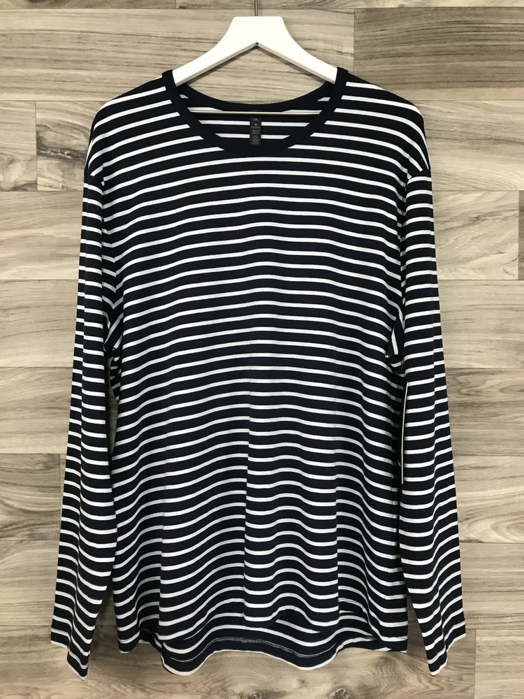 Lululemon 5 Year Basic Long Sleeve Size XXL Yachtie Stripe Navy White YANW 55400