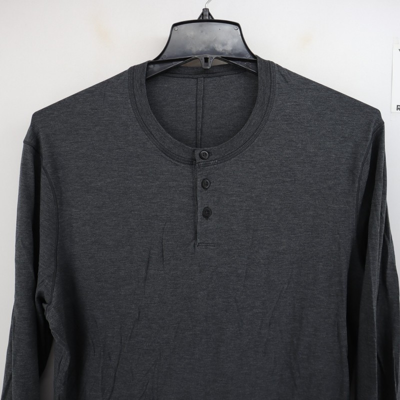 Lululemon Mens Large 5 Year Basic Henley Long Sleeve Shirt Heathered Dark Gray gallery