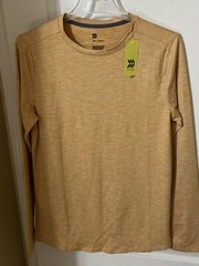 Men’s Soft Stretch Long Sleeve Athletic Top All in Motion Gold Size Small NWT