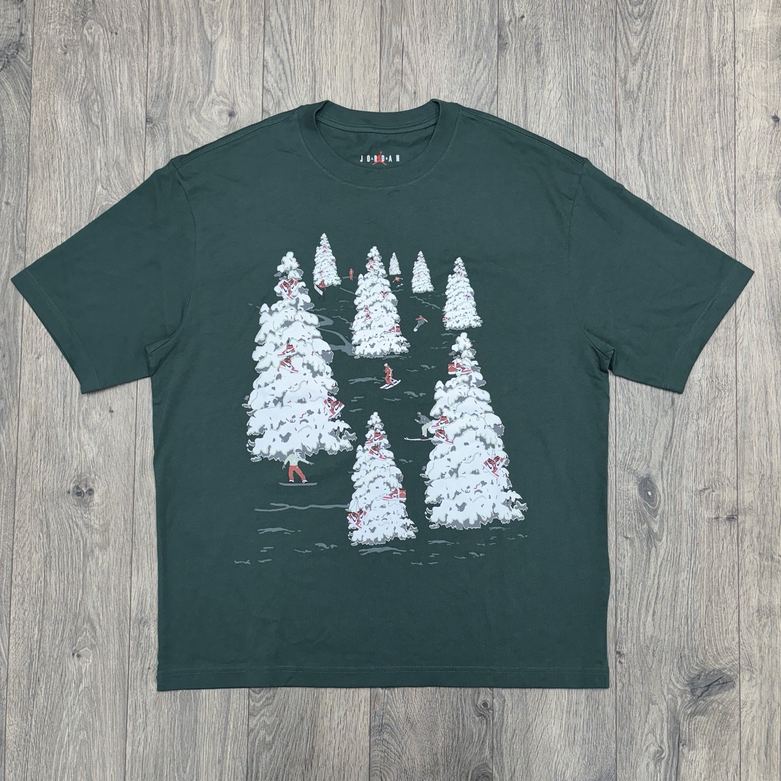 Jordan T Shirt Size Large Mens Green Brooklyn Holiday GFX Short Sleeve $40 gallery